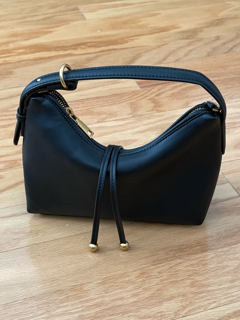 Zara Slouchy Vegan Leather Handbag with Gold Bead Accents - Picture 6 of 8